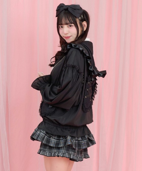 Secret Honey(シークレットハニー)の「レースアップうさみみシアーブルゾン(ブルゾン・レディース・ブラック/オフホワイト/ブラック系その他・MEDIUM)」の7枚目の写真