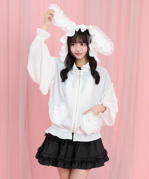 Secret Honey(シークレットハニー)の「レースアップうさみみシアーブルゾン(ブルゾン・レディース・ブラック/オフホワイト/ブラック系その他・MEDIUM)」の5枚目の写真
