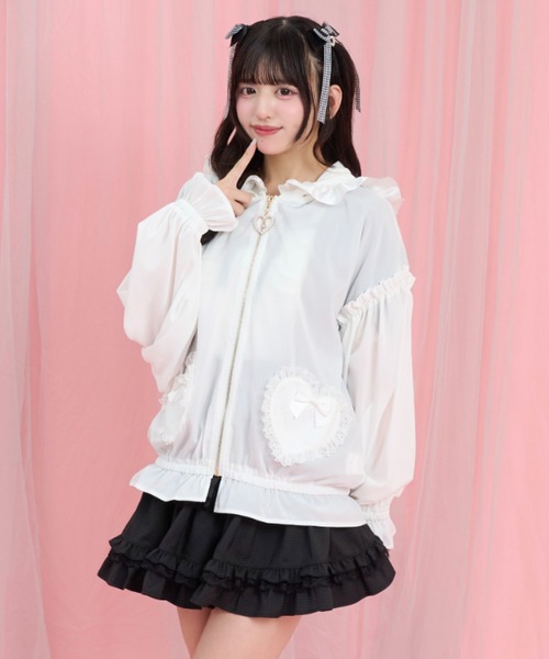 Secret Honey(シークレットハニー)の「レースアップうさみみシアーブルゾン(ブルゾン・レディース・ブラック/オフホワイト/ブラック系その他・MEDIUM)」の4枚目の写真