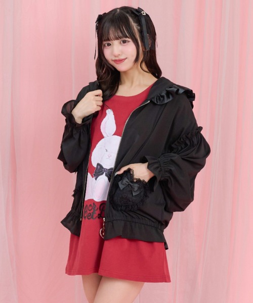 Secret Honey(シークレットハニー)の「レースアップうさみみシアーブルゾン(ブルゾン・レディース・ブラック/オフホワイト/ブラック系その他・MEDIUM)」の8枚目の写真