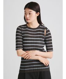 【洗える】スリットデザインシュリンクRIBニット
