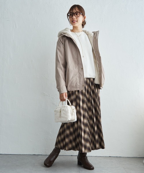 ikka(イッカ)の「チェック柄プリーツスカート(スカート・レディース・ブラウン/ネイビー/チャコール・M/L/S)」の14枚目の写真