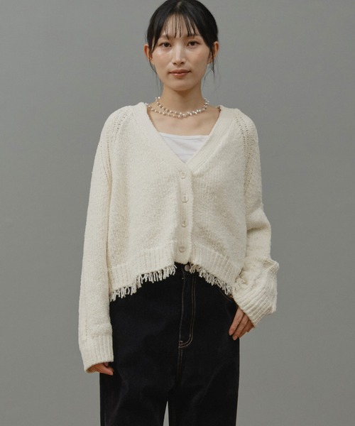Nunc.(ヌンク)の「ビッグモールアランニットカーディガン(カーディガン/ボレロ・レディース・ベージュ/ブルー/オフホワイト/ブラック・FREE)」の1枚目の写真