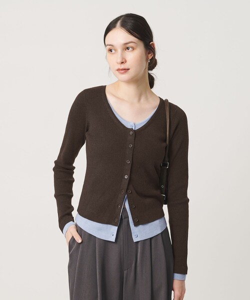 BEAUTY&YOUTH UNITED ARROWS(ビューティーアンドユースユナイテッドアローズ)の「【WEB限定】レイヤードニットカーディガン ウォッシャブル(カーディガン/ボレロ・レディース・グレー/レッド/ダークブラウン・FREE)」の1枚目の写真