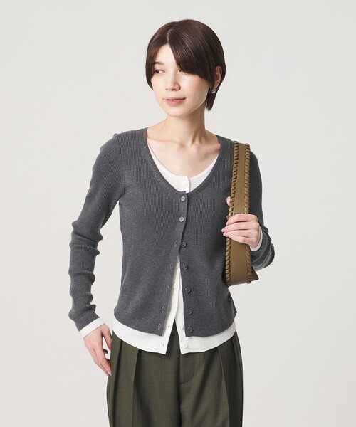 BEAUTY&YOUTH UNITED ARROWS(ビューティーアンドユースユナイテッドアローズ)の「【WEB限定】レイヤードニットカーディガン ウォッシャブル(カーディガン/ボレロ・レディース・グレー/レッド/ダークブラウン・FREE)」の7枚目の写真