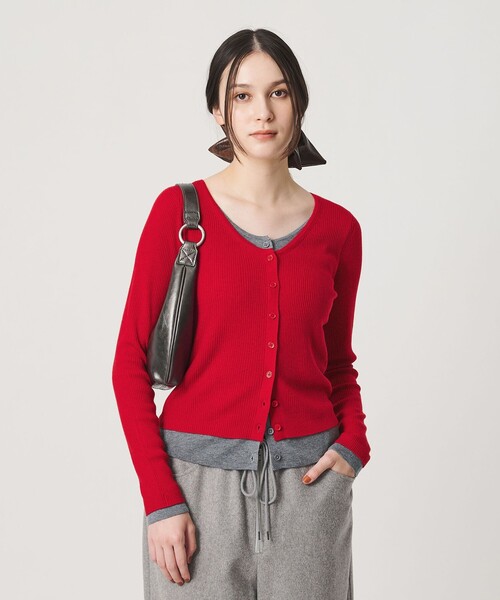 BEAUTY&YOUTH UNITED ARROWS(ビューティーアンドユースユナイテッドアローズ)の「【WEB限定】レイヤードニットカーディガン ウォッシャブル(カーディガン/ボレロ・レディース・グレー/レッド/ダークブラウン・FREE)」の10枚目の写真