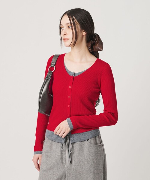 BEAUTY&YOUTH UNITED ARROWS(ビューティーアンドユースユナイテッドアローズ)の「【WEB限定】レイヤードニットカーディガン ウォッシャブル(カーディガン/ボレロ・レディース・グレー/レッド/ダークブラウン・FREE)」の11枚目の写真