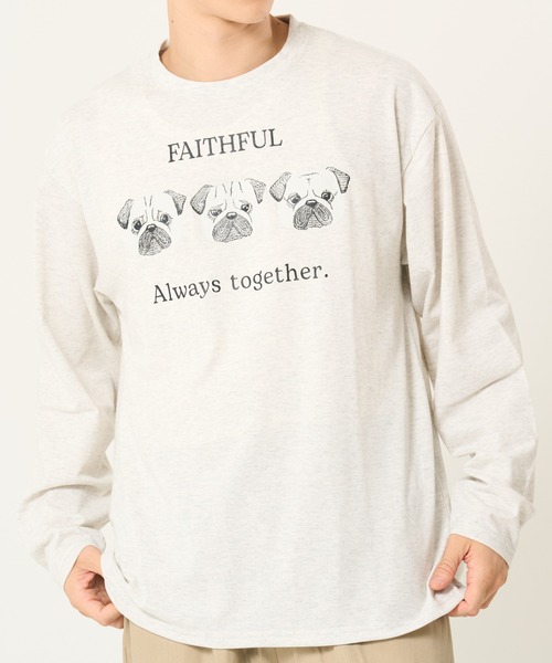 go slow caravan（ゴースローキャラバン）の「フェイスアニマル柄ロンTEE(M1)（Tシャツ/カットソー・メンズ・キナリ/ブラック系2/ブラック系1/オートミール・X-LARGE/LARGE/MEDIUM）」の2枚目の写真