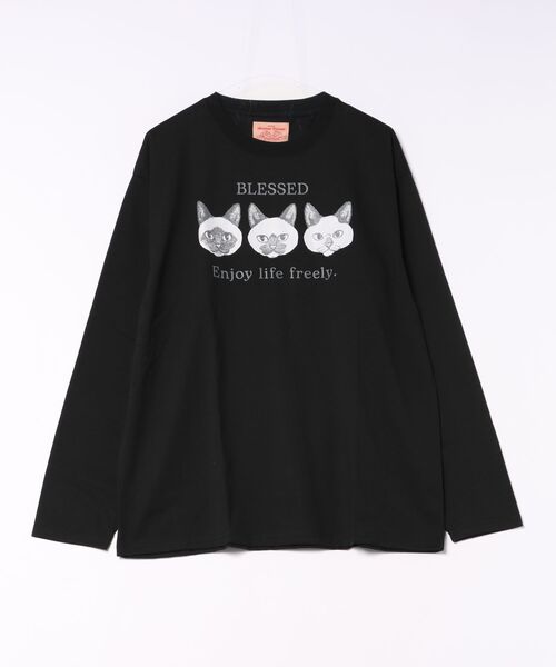 go slow caravan（ゴースローキャラバン）の「フェイスアニマル柄ロンTEE(M1)（Tシャツ/カットソー・メンズ・キナリ/ブラック系2/ブラック系1/オートミール・X-LARGE/LARGE/MEDIUM）」の12枚目の写真