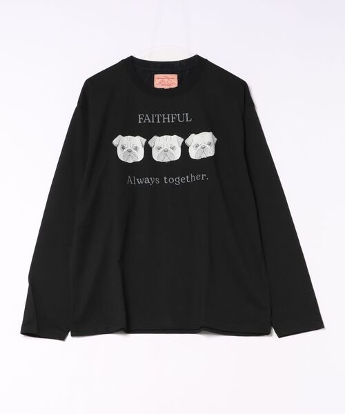 go slow caravan（ゴースローキャラバン）の「フェイスアニマル柄ロンTEE(M1)（Tシャツ/カットソー・メンズ・キナリ/ブラック系2/ブラック系1/オートミール・X-LARGE/LARGE/MEDIUM）」の10枚目の写真