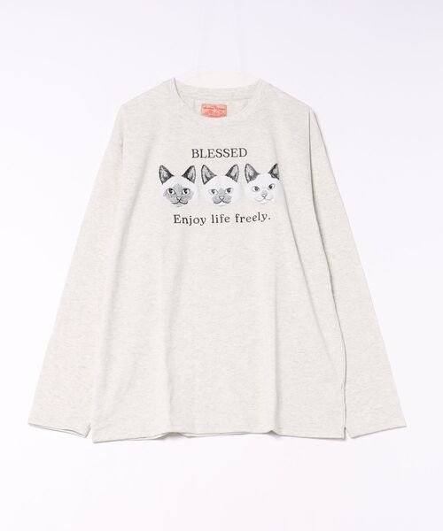 go slow caravan（ゴースローキャラバン）の「フェイスアニマル柄ロンTEE(M1)（Tシャツ/カットソー・メンズ・キナリ/ブラック系2/ブラック系1/オートミール・X-LARGE/LARGE/MEDIUM）」の13枚目の写真