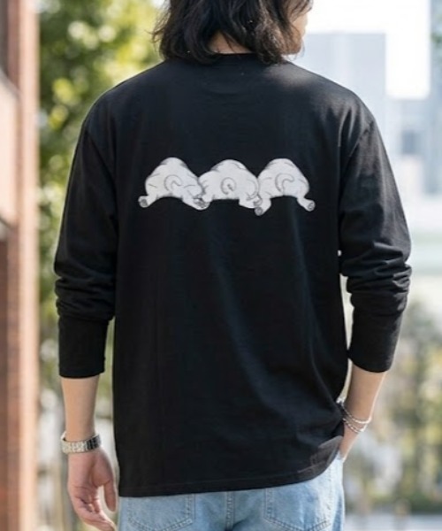 go slow caravan（ゴースローキャラバン）の「フェイスアニマル柄ロンTEE(M1)（Tシャツ/カットソー・メンズ・キナリ/ブラック系2/ブラック系1/オートミール・X-LARGE/LARGE/MEDIUM）」の11枚目の写真