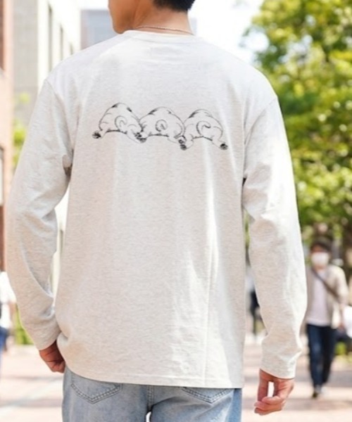 go slow caravan（ゴースローキャラバン）の「フェイスアニマル柄ロンTEE(M1)（Tシャツ/カットソー・メンズ・キナリ/ブラック系2/ブラック系1/オートミール・X-LARGE/LARGE/MEDIUM）」の14枚目の写真