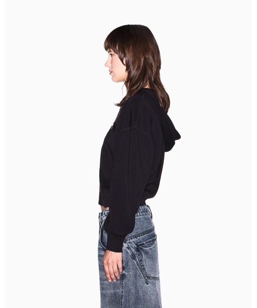 ARMANI EXCHANGE(アルマーニエクスチェンジ)の「【A|X アルマーニ エクスチェンジ】スパンコールロゴ フーデッドジップアップスウェットシャツ(スウェット・レディース・ブラック/ホワイト・LARGE/MEDIUM/SMALL/X-LARGE/X-SMALL)」の3枚目の写真