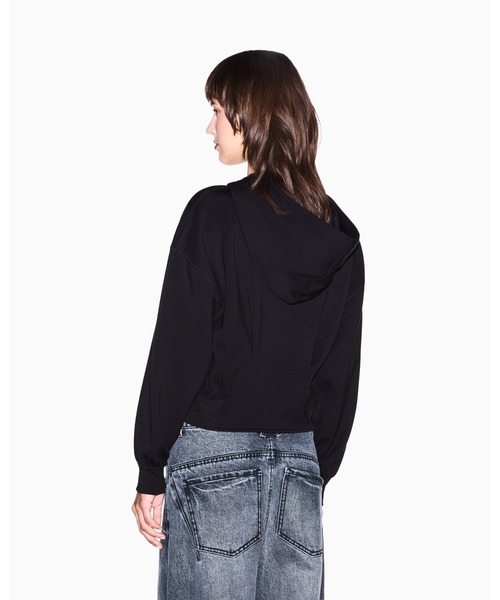 ARMANI EXCHANGE(アルマーニエクスチェンジ)の「【A|X アルマーニ エクスチェンジ】スパンコールロゴ フーデッドジップアップスウェットシャツ(スウェット・レディース・ブラック/ホワイト・LARGE/MEDIUM/SMALL/X-LARGE/X-SMALL)」の4枚目の写真