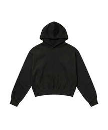 ルーズフィットクロップイージーフードパーカー - ブラック