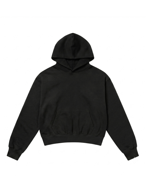 NOMING(ノミング)の「ルーズフィットクロップイージーフードパーカー - ブラック(パーカー・メンズ・ブラック・SMALL/MEDIUM/LARGE/X-LARGE)」の5枚目の写真