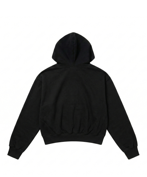 NOMING(ノミング)の「ルーズフィットクロップイージーフードパーカー - ブラック(パーカー・メンズ・ブラック・SMALL/MEDIUM/LARGE/X-LARGE)」の6枚目の写真