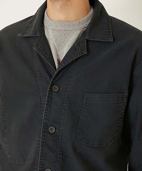 BLUE BLUE(ブルーブルー)の「ライトジャーマンクロス ワークブレザー(カバーオール・メンズ・ブラック/ネイビー・S/M/L/XL)」の6枚目の写真