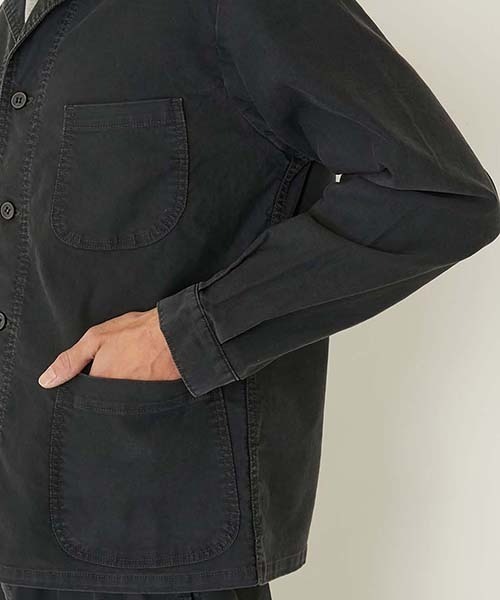 BLUE BLUE(ブルーブルー)の「ライトジャーマンクロス ワークブレザー(カバーオール・メンズ・ブラック/ネイビー・S/M/L/XL)」の7枚目の写真