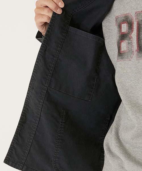BLUE BLUE(ブルーブルー)の「ライトジャーマンクロス ワークブレザー(カバーオール・メンズ・ブラック/ネイビー・S/M/L/XL)」の8枚目の写真