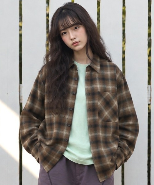 MAHAGRID(マハグリッド)の「『mahagrid/マハグリット』 FLANNEL CHECK SHIRT/フランネルチェックシャツ(シャツ/ブラウス・レディース・ブラウン/レッド・M/S)」の2枚目の写真