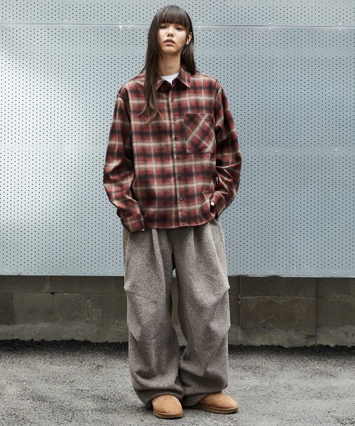 MAHAGRID(マハグリッド)の「『mahagrid/マハグリット』 FLANNEL CHECK SHIRT/フランネルチェックシャツ(シャツ/ブラウス・レディース・ブラウン/レッド・M/S)」の9枚目の写真