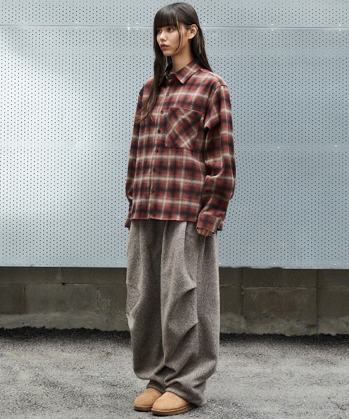 MAHAGRID(マハグリッド)の「『mahagrid/マハグリット』 FLANNEL CHECK SHIRT/フランネルチェックシャツ(シャツ/ブラウス・レディース・ブラウン/レッド・M/S)」の11枚目の写真