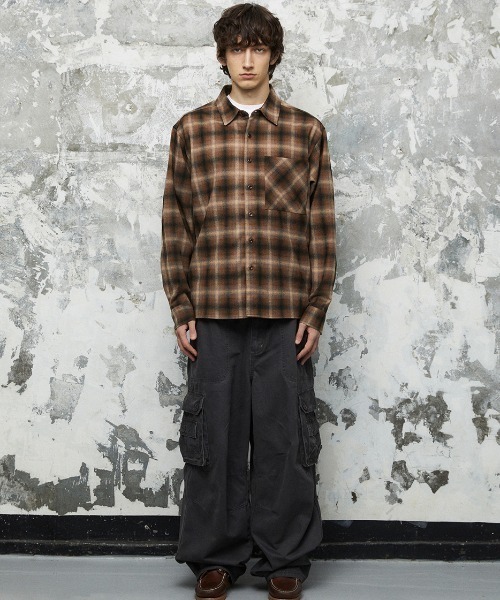 MAHAGRID(マハグリッド)の「『mahagrid/マハグリット』 FLANNEL CHECK SHIRT/フランネルチェックシャツ(シャツ/ブラウス・レディース・ブラウン/レッド・M/S)」の12枚目の写真