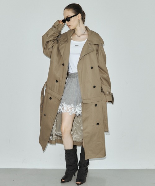 JOSE MOON(ジョゼムーン)の「OVER DETACHABLE TRENCH COAT/オーバーディタチャブルトレンチコート(トレンチコート・レディース・ベージュ/ブラック・38/36)」の4枚目の写真