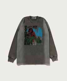 HEAVY WASHED BAPE MILITARY GRAPHIC RELAXED FIT LS TEE