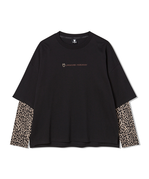 LIFE WORK(ライフワーク)の「レディース ホピ レイヤード 長袖Tシャツ(Tシャツ/カットソー・レディース・カーキ/ブラック・FREE)」の2枚目の写真
