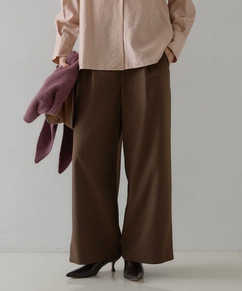 qualite(カリテ)の「【2026新色登場】ウーリッシュツイルパンツ(その他パンツ・レディース・ブラウン/アイボリー・36/34/38)」の2枚目の写真