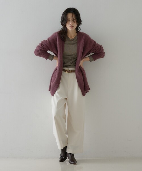 qualite(カリテ)の「【2026新色登場】ウーリッシュツイルパンツ(その他パンツ・レディース・ブラウン/アイボリー・36/34/38)」の5枚目の写真
