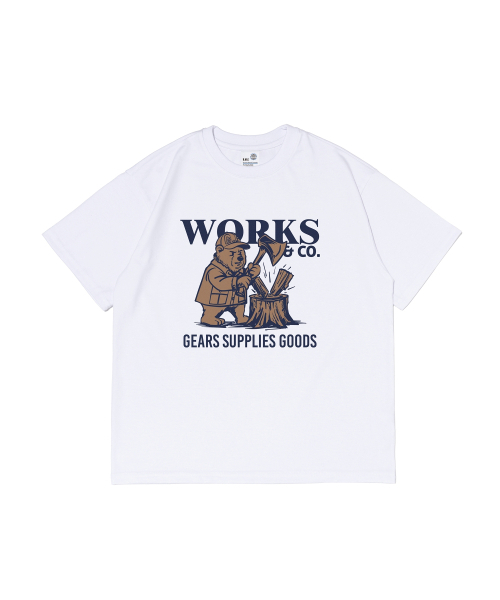 WORKS & CO.(ワークス アンド コー)の「ベアーズアンドウッドカッター 半袖Tシャツ (ホワイト)(Tシャツ/カットソー・レディース・その他・MEDIUM/LARGE/X-LARGE/2XL)」の1枚目の写真