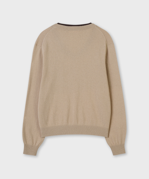 PLAC WOMEN(プレイス・ウィメン)の「カシミヤブレンドVネック配色ニット ベージュ(ニット/セーター・レディース・ベージュ・MEDIUM/SMALL)」の4枚目の写真