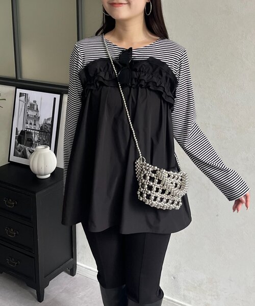 prose verse(プロズヴェール)の「デコルテフリルドッキングトップス(Tシャツ/カットソー・レディース・ブラック・LARGE/MEDIUM)」の5枚目の写真