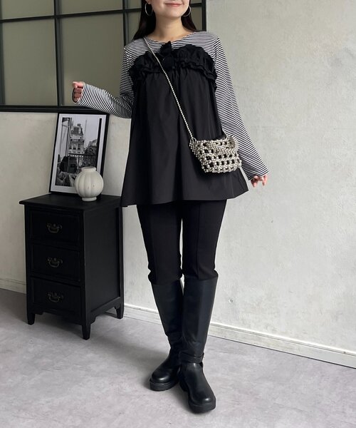 prose verse(プロズヴェール)の「デコルテフリルドッキングトップス(Tシャツ/カットソー・レディース・ブラック・LARGE/MEDIUM)」の10枚目の写真
