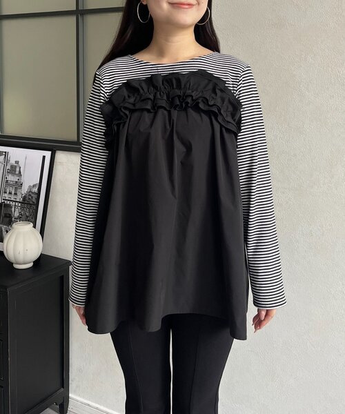 prose verse(プロズヴェール)の「デコルテフリルドッキングトップス(Tシャツ/カットソー・レディース・ブラック・LARGE/MEDIUM)」の13枚目の写真