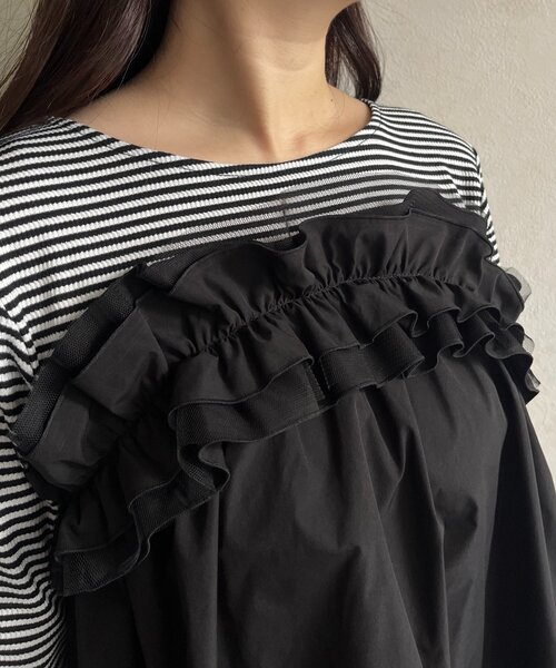prose verse(プロズヴェール)の「デコルテフリルドッキングトップス(Tシャツ/カットソー・レディース・ブラック・LARGE/MEDIUM)」の17枚目の写真