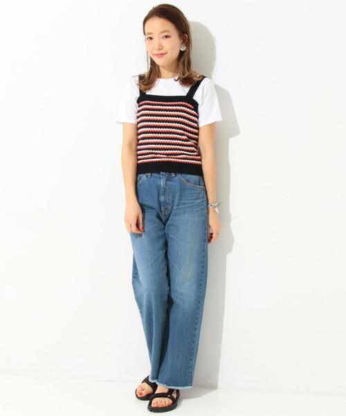 Another Edition(アナザーエディション)の「レトロボーダーニットキャミ/ AEMFC レトロ BOR KNIT CAMI◆(キャミソール・レディース・ネイビー/ライラック・フリー)」の4枚目の写真