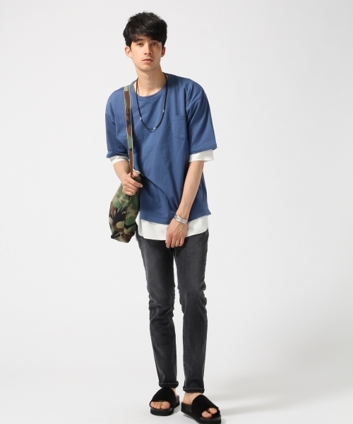 RAGEBLUE（レイジブルー）の「＜トレンドのBIGシルエット＞コーマポケットＴシャツ/726570（Tシャツ/カットソー・メンズ・ブラック/ホワイト/キャメル/グレー/ブルー・MEDIUM/LARGE/SMALL）」の14枚目の写真