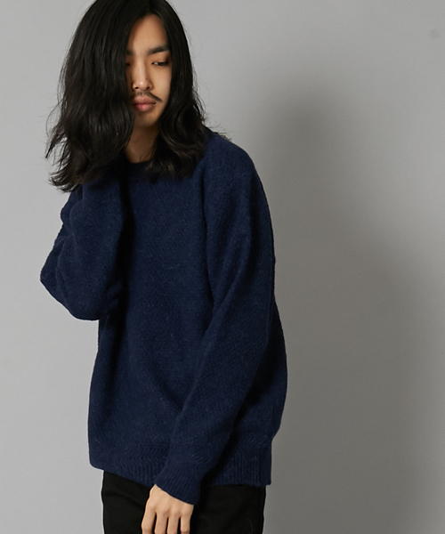 AMERICAN RAG CIE(アメリカンラグシー)の「アルパカ混 鹿の子 プルオーバーニット(ニット/セーター・メンズ・チャコールグレー/オレンジ/ネイビー/オフホワイト/グリーン系その他・1/2)」の1枚目の写真