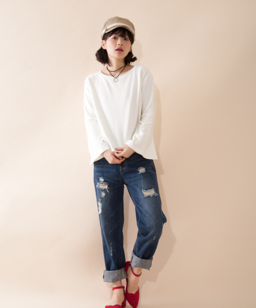 OLIVE des OLIVE（オリーブデオリーブ）の「★チョーカー付Ｖプルオーバー（Tシャツ/カットソー・レディース・ピンク/オフホワイト/サックスブルー/ブラック・FREE）」の17枚目の写真