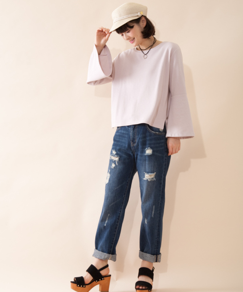 OLIVE des OLIVE（オリーブデオリーブ）の「★チョーカー付Ｖプルオーバー（Tシャツ/カットソー・レディース・ピンク/オフホワイト/サックスブルー/ブラック・FREE）」の10枚目の写真