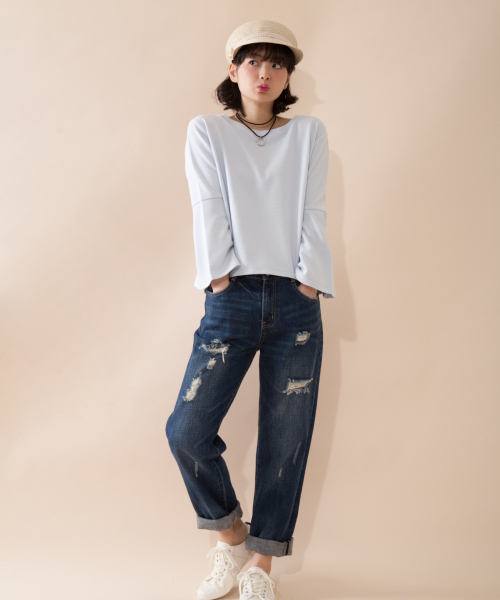 OLIVE des OLIVE（オリーブデオリーブ）の「★チョーカー付Ｖプルオーバー（Tシャツ/カットソー・レディース・ピンク/オフホワイト/サックスブルー/ブラック・FREE）」の11枚目の写真