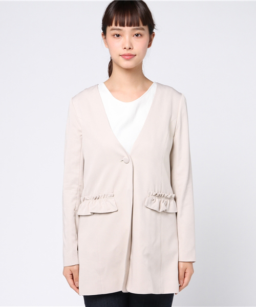 JILL by JILL STUART（ジルバイジルスチュアート）の「FRILL POCKET JACET （その他アウター・レディース・グレー/ベージュ・SMALL/MEDIUM）」の7枚目の写真