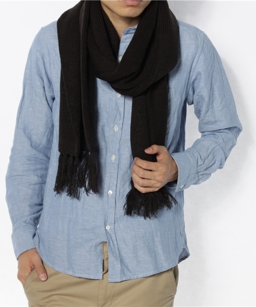 WEGO（ウィゴー）の「LGロングニットマフラー（マフラー・メンズ・ブラック/ダークグレー/ベージュ/レッド・FREE）」の7枚目の写真