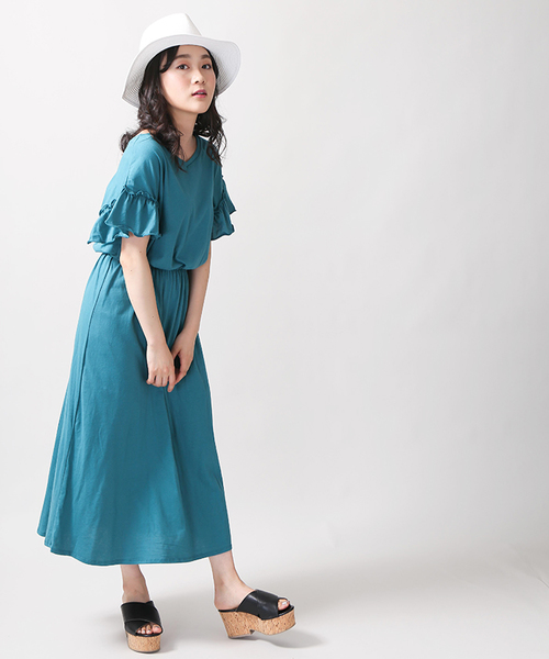 WEGO（ウィゴー）の「WEGO/2WAYフリルマキシワンピース（ワンピース・レディース・ブラック/グリーン/レッド/ワイン・FREE）」の3枚目の写真