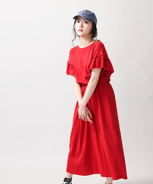 WEGO（ウィゴー）の「WEGO/2WAYフリルマキシワンピース（ワンピース・レディース・ブラック/グリーン/レッド/ワイン・FREE）」の14枚目の写真